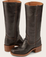 Luisa | Damen Kniehöhe Leder Stiefel Blockabsatz in Brown