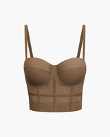 Damen Korsett Top mit Trägern in Hellbraun