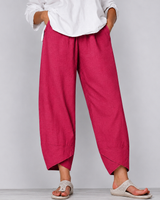 Damen leinen Weite Cropped-Hose mit Geschwungenem Saum in Rosa