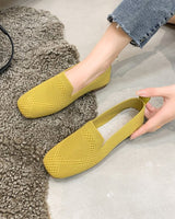 Damen Loafer mit perforierter Oberfläche und quadratischem Zehenbereich in Gelb
