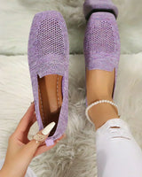 Damen Loafer mit perforierter Oberfläche und quadratischem Zehenbereich in Lila
