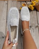 Damen Loafer mit perforierter Oberfläche und quadratischem Zehenbereich in Weiß