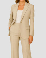 Hannah | Damen Maßgeschneiderter Langer Blazer und Hose Anzug-Set in Beige
