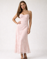 Damen Maxikleid mit Herz-Ausschnitt und Trägern in Rosa