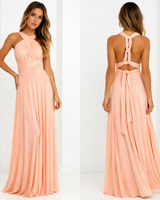 Damen Maxikleid mit überkreuztem Halsteil in Rosa