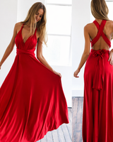 Damen Maxikleid mit überkreuztem Halsteil in Rot