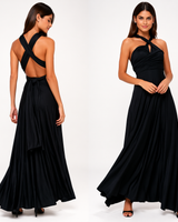 Damen Maxikleid mit überkreuztem Halsteil in Schwarz