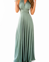 Damen Maxikleid mit überkreuztem Halsteil in Celadon