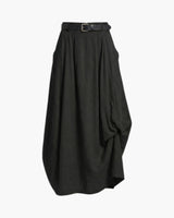 Damen Maxirock mit hohem Bund, Gürtelschlaufen und Seitentaschen in Schwarz