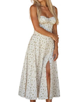 Damen Midikleid im Korsettstil mit Blumenmuster in Weib