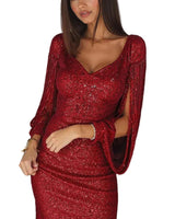 Damen Mini-Kleid mit Fransierten Ärmeln in Rot