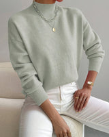 Hannah | Damen Mock-Turtleneck Langarm Sweater Relaxed Fit in Hellgrün