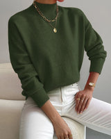 Hannah | Damen Mock-Turtleneck Langarm Sweater Relaxed Fit in Grün