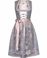 Johanna | Damen Oktoberfest Dirndlkleid Trachtenkleid mit Spitzenschürze in Grau