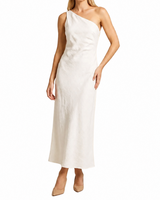 Damen One-Shoulder Maxikleid in Weiß