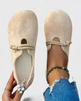 Sophie | Damen Orthopädische Slipper Flache Schuhe Seildetail Rundkappe in Beige