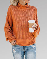 Marie | Damen Oversize Strickpullover für den Winter mit Stehkragen in Orange