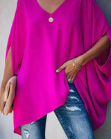 Luisa | Damen Oversized Fledermausärmel V-Ausschnitt Tunika in Rosa