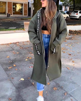 Marlene | Damen Oversized Hoodie Women Coat Langer Kapuzenmantel in Grün