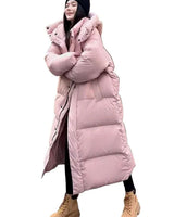 Elisabeth | Damen Oversized Langer Kapuzen Puffer Mantel Winterjacke in Rosa