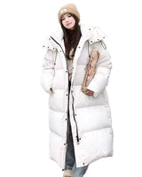 Elisabeth | Damen Oversized Langer Kapuzen Puffer Mantel Winterjacke in Beige