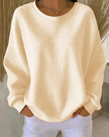 Emilia | Damen Oversized Textur Strickpullover Rundhals Langarm in Apricot