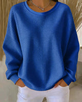Emilia | Damen Oversized Textur Strickpullover Rundhals Langarm in Blue