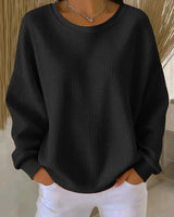 Emilia | Damen Oversized Textur Strickpullover Rundhals Langarm in Black
