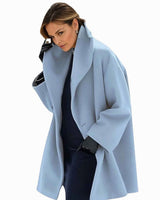 Katharina | Damen Oversized Wintermantel im modernen Stil mit weitem Schnitt in Blau