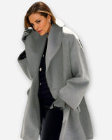 Katharina | Damen Oversized Wintermantel im modernen Stil mit weitem Schnitt in Grau