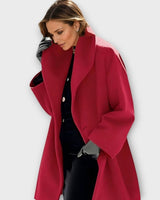 Katharina | Damen Oversized Wintermantel im modernen Stil mit weitem Schnitt in Rot