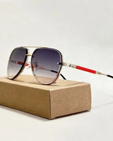 Damen Piloten Sonnenbrille mit Doppelstegrahmen in Blau