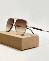 Damen Piloten Sonnenbrille mit Doppelstegrahmen in Braun