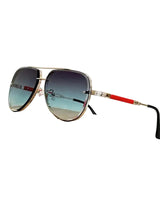 Damen Piloten Sonnenbrille mit Doppelstegrahmen in Grün