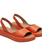 Damen Plateau Sandalen mit Slingback Riemen und offener Zehenpartie in Orange
