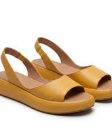 Damen Plateau Sandalen mit Slingback Riemen und offener Zehenpartie in Gelb