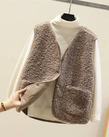 Leonie | Damen Puffer Vest Women Teddyfleece Steppweste mit Knöpfen in Khaki