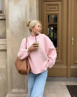 Damen-Pullover mit Rundhalsausschnitt und langen Ärmeln in Rosa