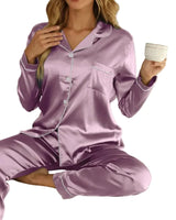 Damen Pyjama-Set mit Knopfleiste in Lila