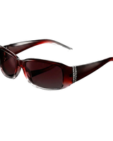 Damen Rechteckige Sonnenbrille mit Zierdetail an den Bügeln in Rot