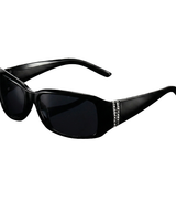 Damen Rechteckige Sonnenbrille mit Zierdetail an den Bügeln in Schwarz