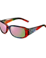Damen Rechteckige Sonnenbrille mit Zierdetail an den Bügeln in Rosa