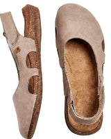Damen-Sandalen mit geschlossener Zehenpartie und Fersenriemen in Beige