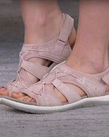 Damen-Sandalen mit offener Zehenpartie, Bungee-Kordelzug und Fersenriemen in Pink