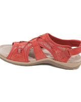 Damen-Sandalen mit offener Zehenpartie, Bungee-Kordelzug und Fersenriemen in Rot