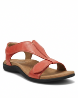 Damen Sandalen mit T-Riemen und Klettverschlüssen in Rot