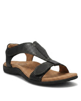 Damen Sandalen mit T-Riemen und Klettverschlüssen in Schwarz