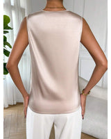 Damen Satin-Top mit Wasserfallausschnitt in Aprikose