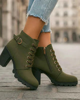 Damen Schnürstiefeletten in Grün