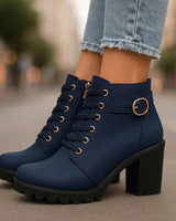 Damen Schnürstiefeletten in Blau